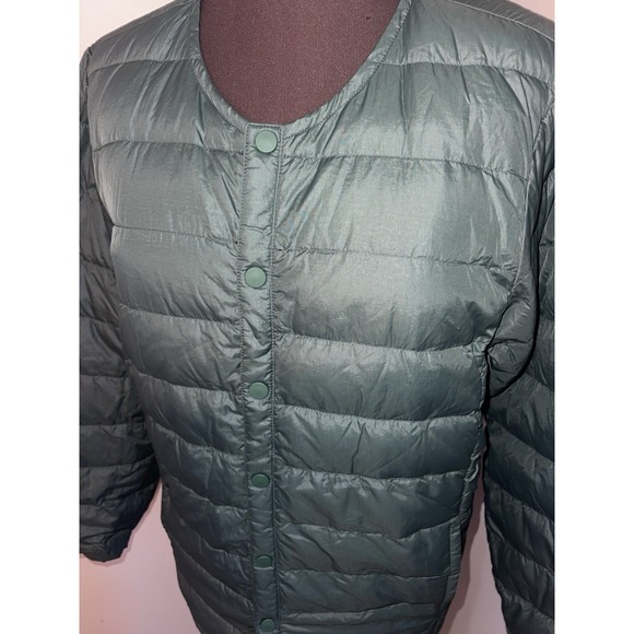 Outdoor Voices SoftShield Liner Down Jacket Unisex Size Medium Green Trails - Picture 3 of 7
